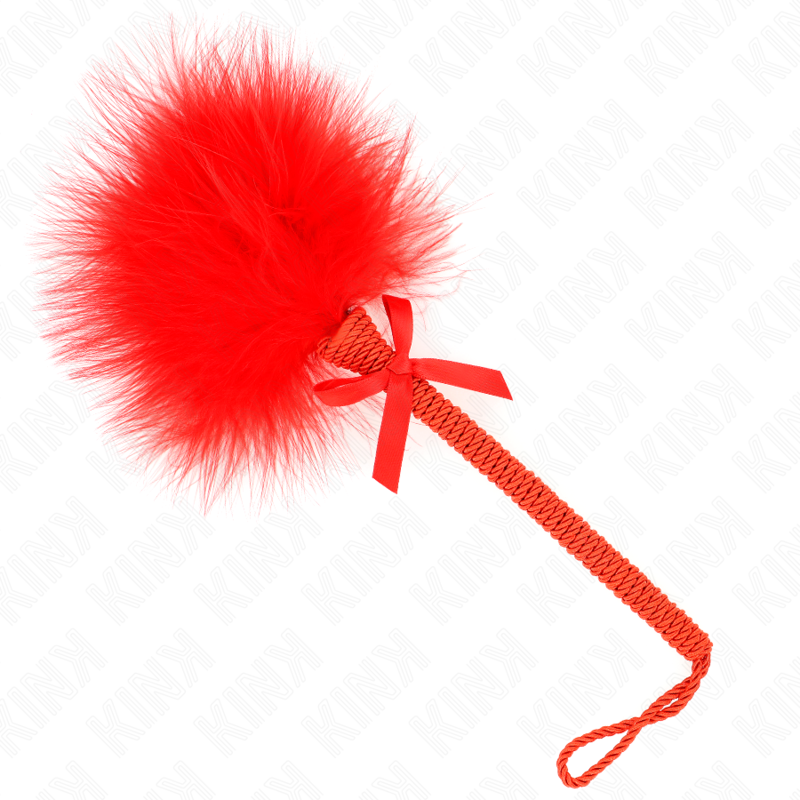 KINK - Baguette en corde de nylon avec plumes chatouillantes et noeud rouge 25 cm KINK IMPACT & TOUCH