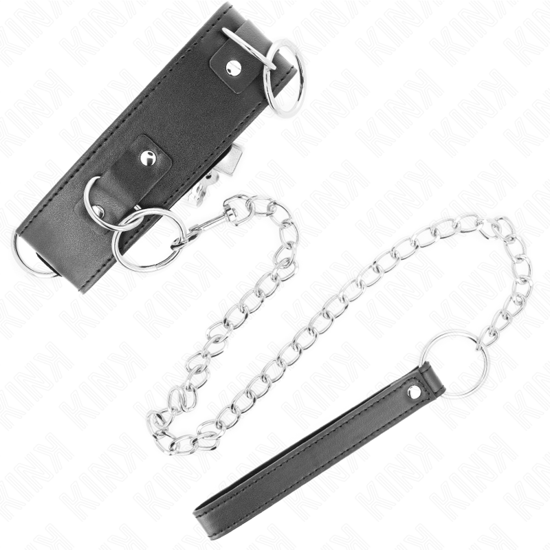 KINK - COLLIER AVEC LAISSE 65 CM 3 ANNEAUX MODÈLE 2 RÉGLABLE 36-43 CM X 5 CM KINK COLLAR & GAG