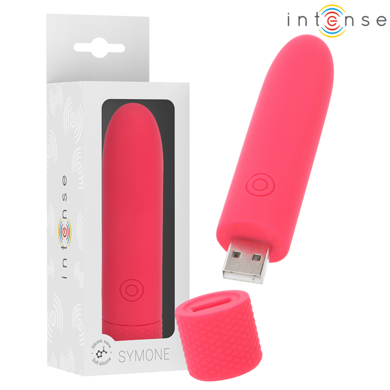INTENSE - SYMONE BULLET VIBRANT RECHARGEABLE USB 8 VIBRATIONS ROUGE 10 X 2,2 CM INTENSE FUN