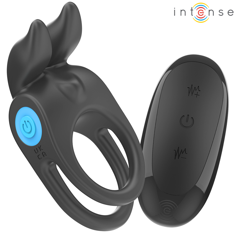 INTENSE - SAM VIBRATEUR DOUBLE ANNEAU PÉNIS 10 VIBRATIONS NOIR INTENSE COUPLES TOYS