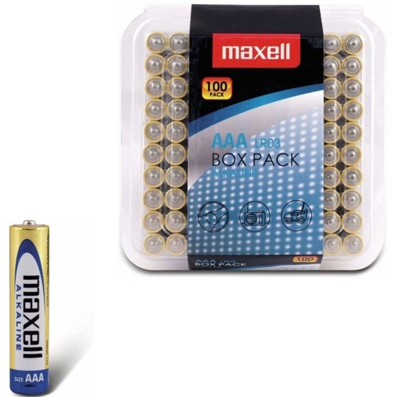 MAXELL - PACK DE PILES ALCALINES AAA LR03*100 PILES MAXELL