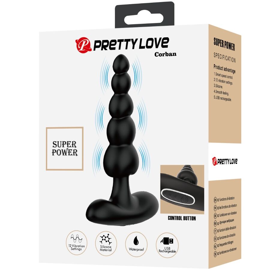 PRETTY LOVE - VIBRATEUR ANAL CORBAN 10 VIBRATIONS NOIR PRETTY LOVE