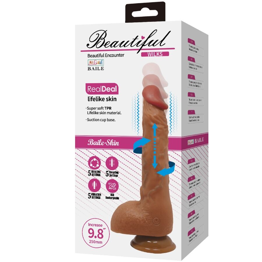 BAILE - MAGNIFIQUE VIBRATEUR RÉALISTE WILKS 5 RÉGLAGES 25 CM MULATO BAILE