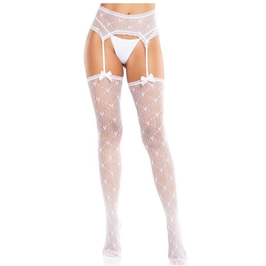 LEG AVENUE - BAS CŒUR AVEC JARRETELLES BLANC LEG AVENUE HOSIERY