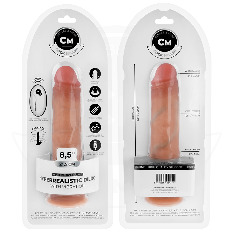 COCK MILLER - GODE RÉALISTE À VENTOUSE ET VIBRATION AVEC TÉLÉCOMMANDE 21,5 CM COCK MILLER