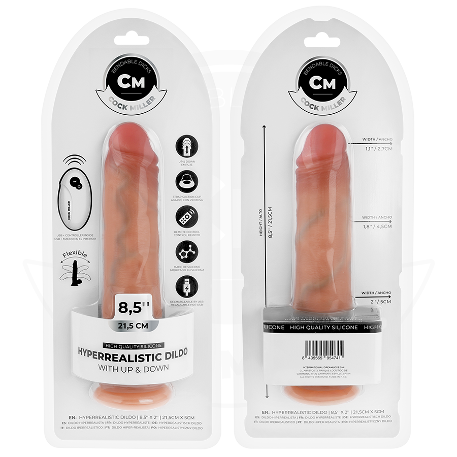 COCK MILLER - GODE HYPER-RÉALISTE À VENTOUSE ET À POUSSÉE AVEC TÉLÉCOMMANDE 21,5 CM COCK MILLER