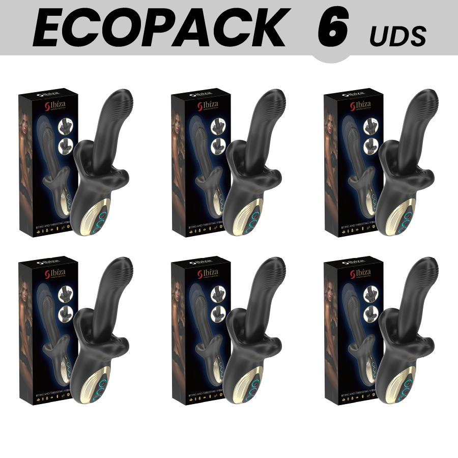 ECOPACKS 6 UNITÉS - IBIZA VIBRATEUR PUISSANT AVEC EFFET DE POUSSÉE ET DE MORSURE IBIZA TECHNOLOGY