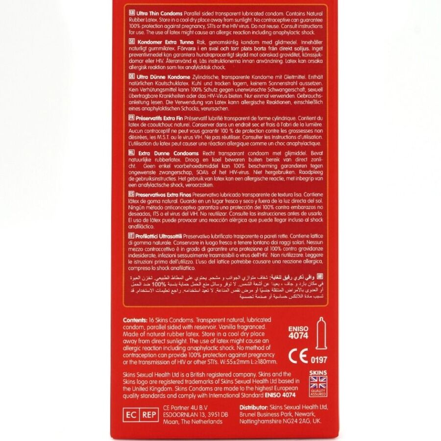 SKINS - PACK DE 16 PRÉSERVATIFS ULTRA FINS PREMIUM SKINS