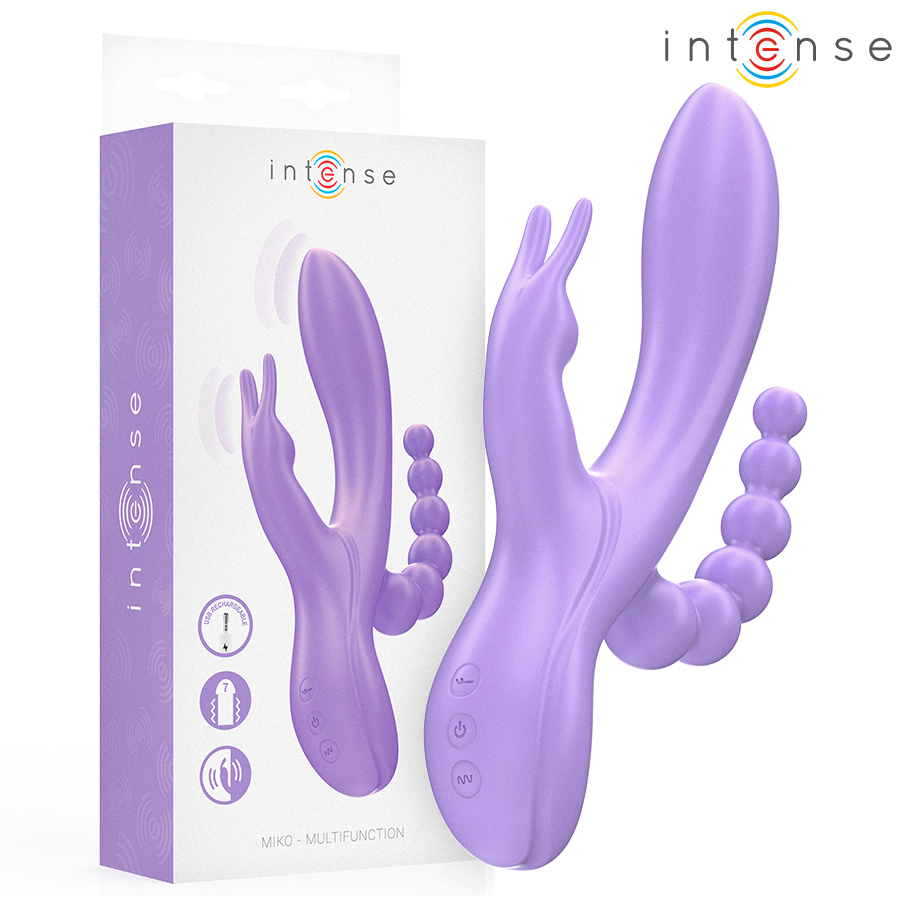 INTENSE - MIKO TRIPLE VIBRATEUR LAPIN & STIMULATEUR & ANAL 7 VIBRATIONS VIOLET INTENSE FUN