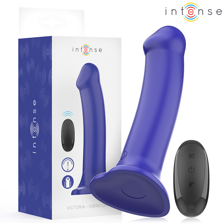 INTENSE - VICTORIA VIBRATEUR AVEC VENTOUSE 10 VIBRATIONS BLEU FONCÉ TÉLÉCOMMANDE INTENSE FUN