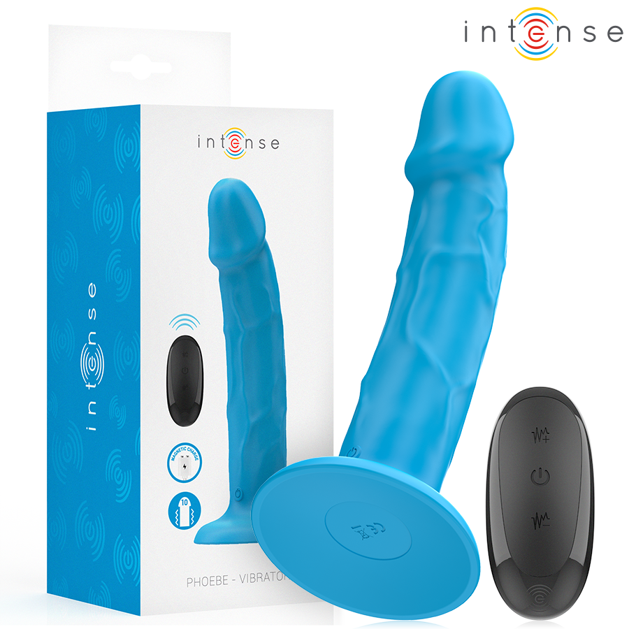 INTENSE - PHOEBE VIBRATEUR RÉALISTE 10 VIBRATIONS TÉLÉCOMMANDE BLEU INTENSE FUN