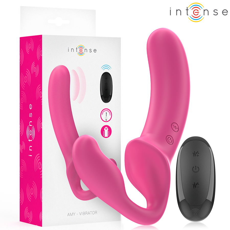 INTENSE - AMY DOUBLE VIBRATEUR 20 CM ROSE TÉLÉCOMMANDE INTENSE FUN