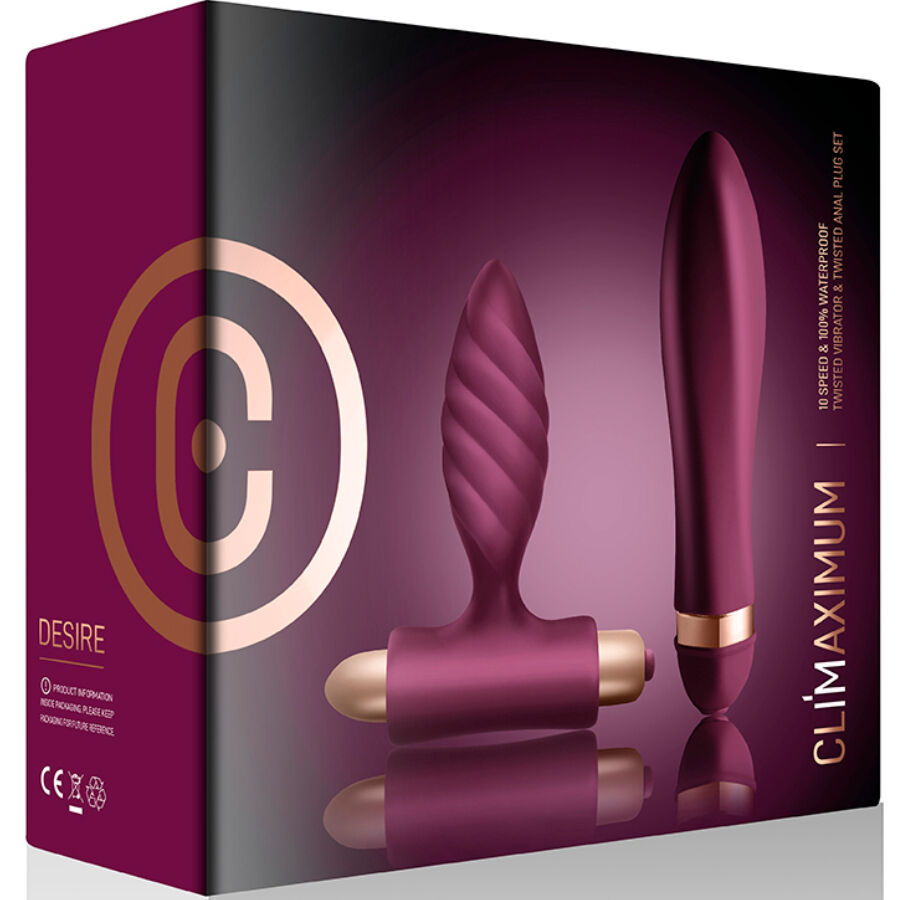 CLIMAXIMUM - KIT DESIRE VIBRATEUR TORSADÉ + PLUG ANAL CLIMAXIMUM