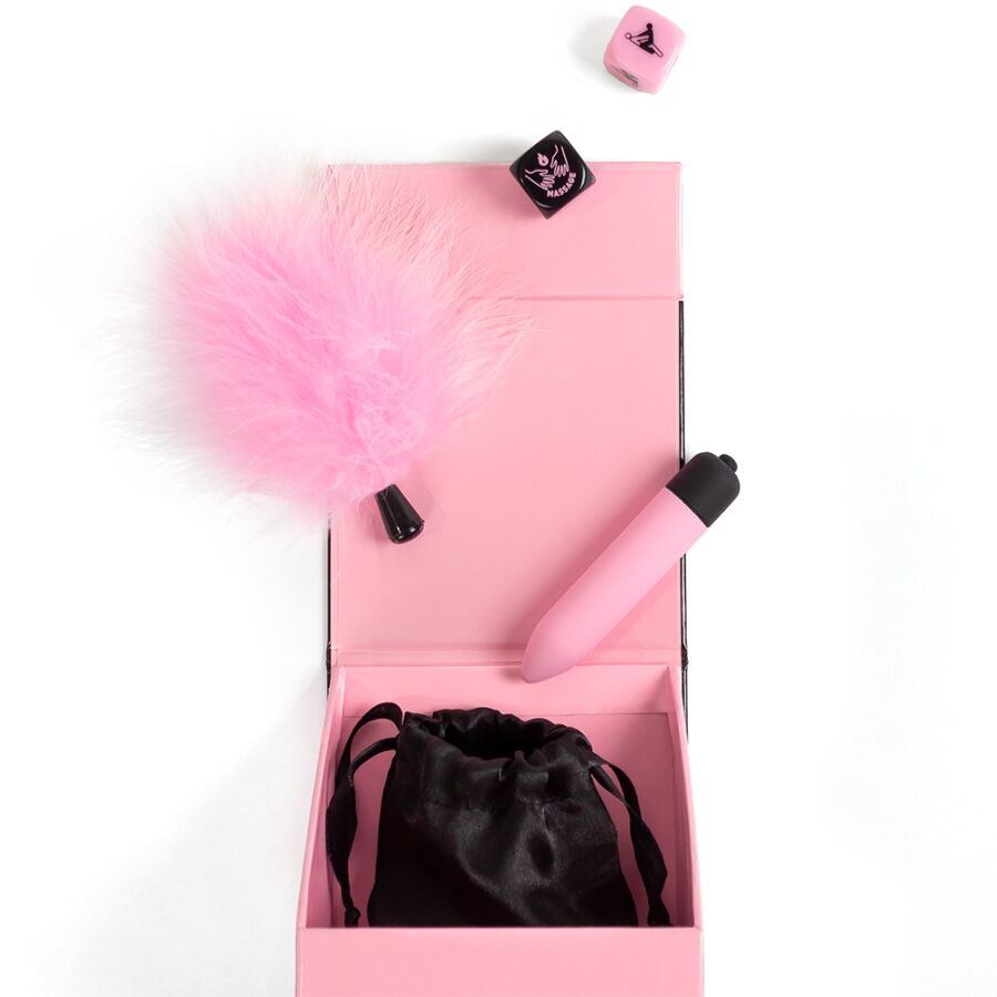 SECRET PLAY - COFFRET DE PLAISIRS POUR COUPLES : DÉS + BALLE VIBRANTE + STYLO À PLUME