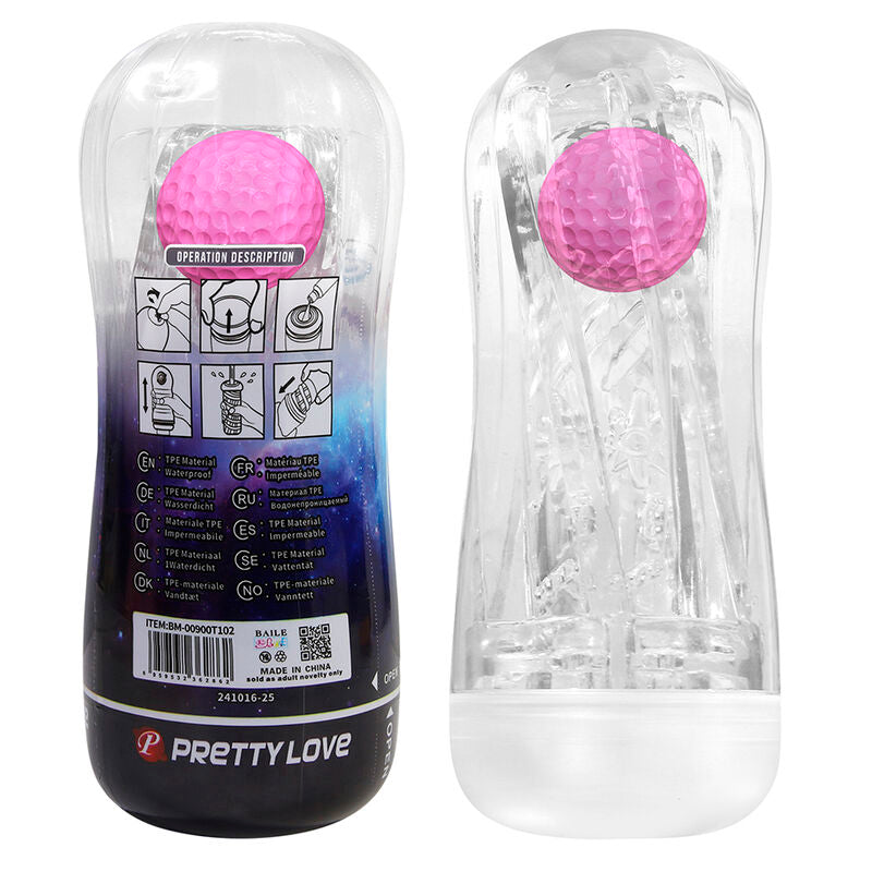 PRETTY LOVE - COUPE DE MASTURBATION TEXTURÉE À 360° TRANSPARENTE