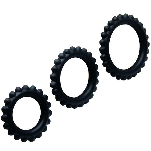 BAILE - TITAN SET 3 PCS COCK RING NOIR 2.8 + 2.4 + 1.9 CM BAILE FOR HIM
