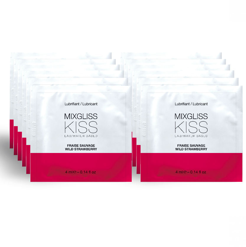 MIXGLISS - LUBRIFIANT BASE D'EAU SAVEUR FRAISE 12 UNIDOSE 4 ML MIXGLISS