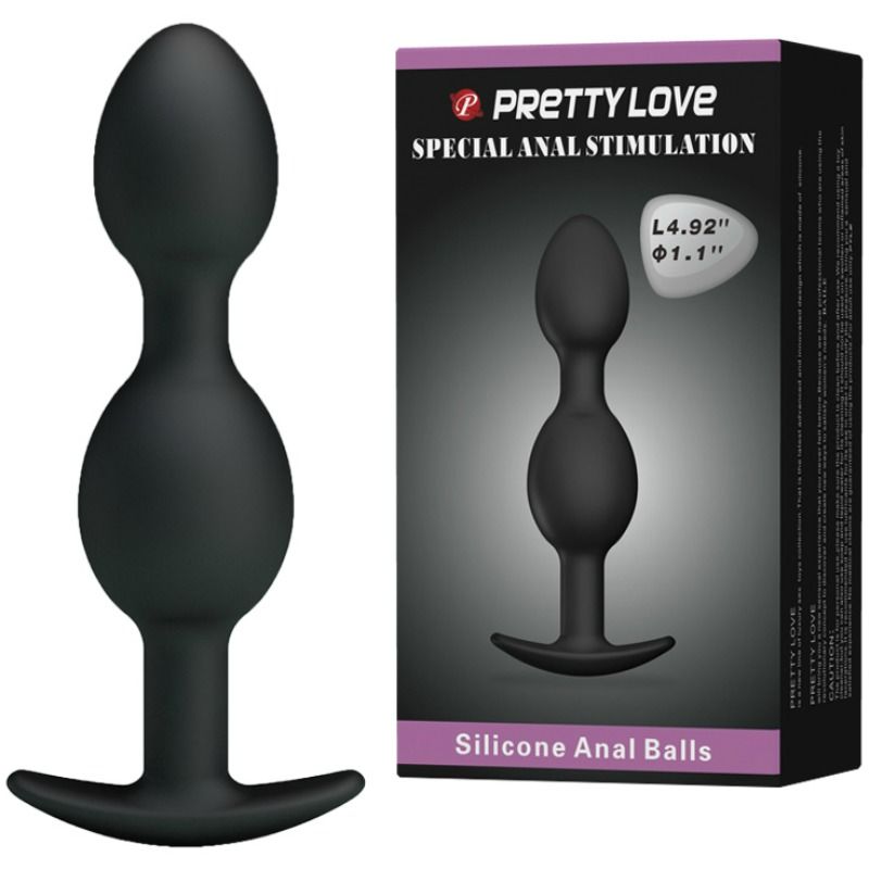 PRETTY LOVE - BALLES ANAL EN SILICONE 12.5 CM NOIRES PRETTY LOVE BOTTOM