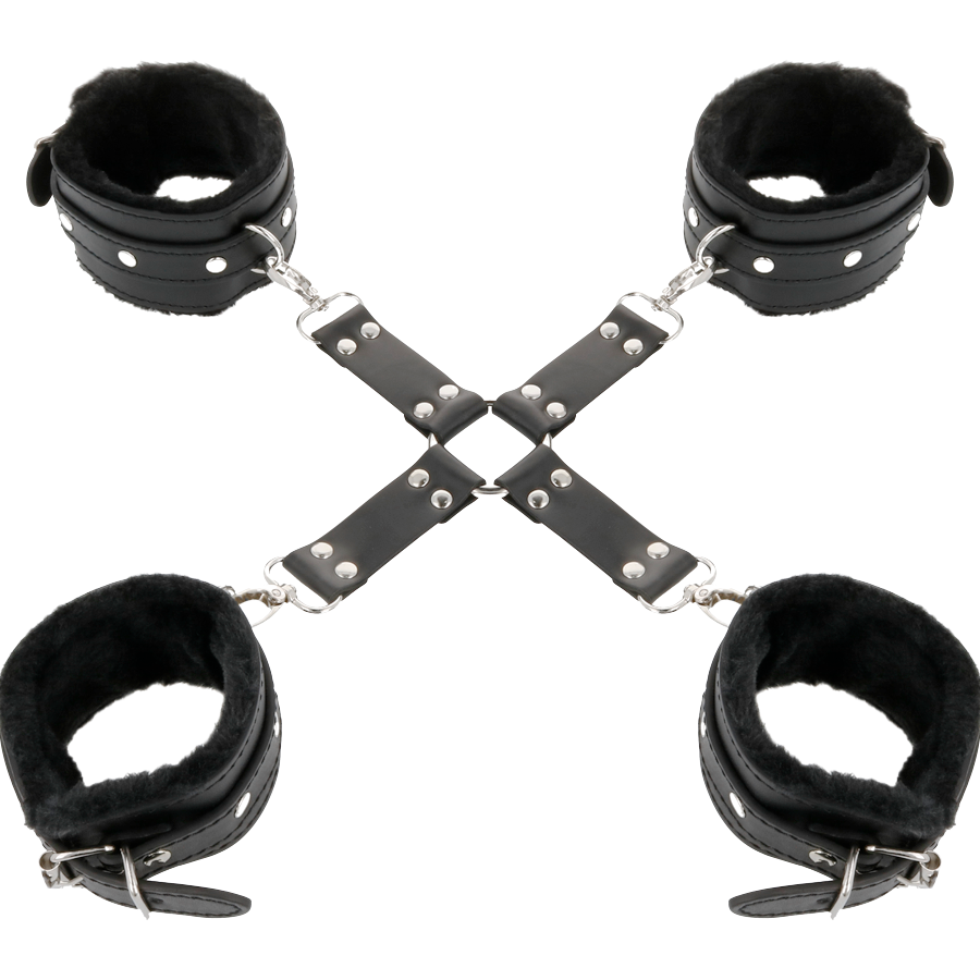 DARKNESS - MENOTTES EN CUIR POUR PIEDS ET MAINS NOIR DARKNESS BONDAGE