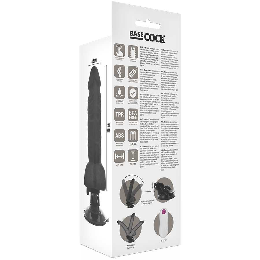 BASECOCK - VIBRATEUR ARTICULABLE TÉLÉCOMMANDE NATUREL 20 CM -O- 4.5 CM BASECOCK