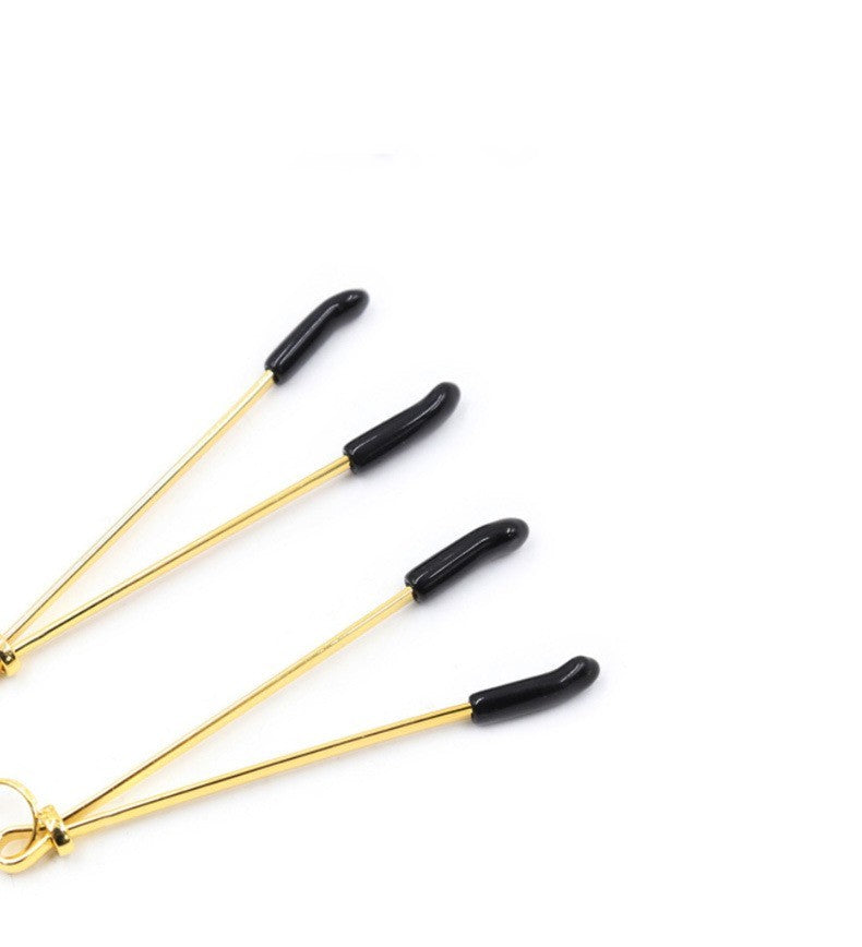 PINCE À TÉTON MÉTALLIQUE OR CHAMPAGNE  1 PAIRE AVEC CLOCHETTES SENSORIELLES