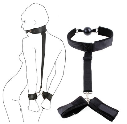 KIT D'ATTACHES BDSM – BAILLON BOUCHE AVEC LIENS POIGNETS INTÉGRÉS – ACCESSOIRE BONDAGE HAUTE QUALITÉ