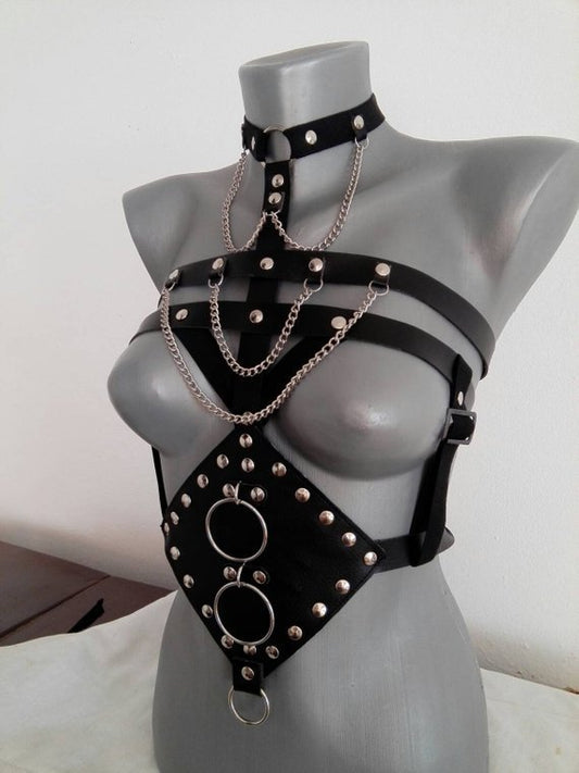 BODY FÉTICHE EN SIMILICUIR – HAUT ÉROTIQUE BONDAGE POUR FEMME LINGERIE BDSM ADULTE