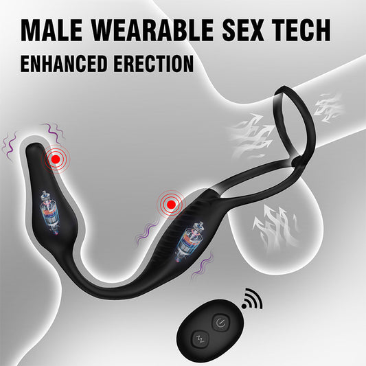 VIBROMASSEUR HOMME -EN-1 – ANNEAU VIBRANT + STIMULATION PROSTATIQUE + ZONE PÉRINÉALE POUR PLAISIR SOLO OU EN COUPLE
