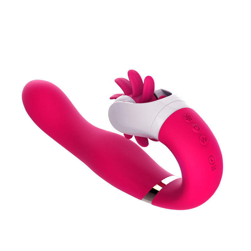 Curved Vibrator with Rotating Licker – Dual Clit &amp; Point Stimulation