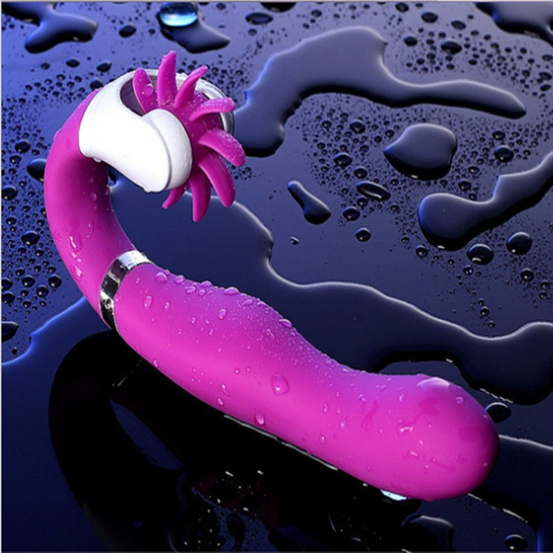 Curved Vibrator with Rotating Licker – Dual Clit &amp; Point Stimulation