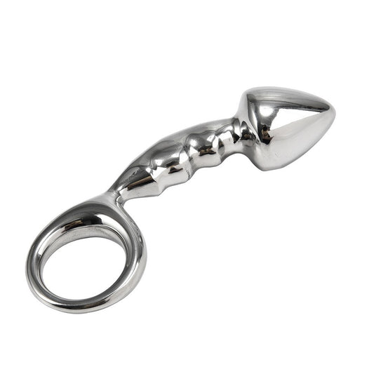 PLUG ANAL EN INOX CHIRURGICAL AVEC POIGNÉE  POUR HOMME OU FEMME