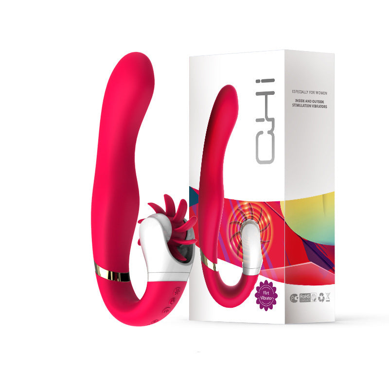 Curved Vibrator with Rotating Licker – Dual Clit &amp; Point Stimulation