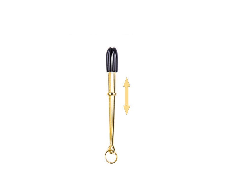 PINCE À TÉTON MÉTALLIQUE OR CHAMPAGNE  1 PAIRE AVEC CLOCHETTES SENSORIELLES