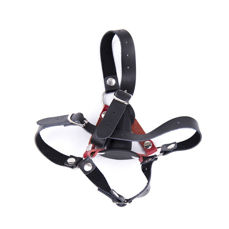 BAILLON BOUCHE AVEC COLLIER RÉGLABLE – BALL GAG BDSM EN CUIR AVEC GODE