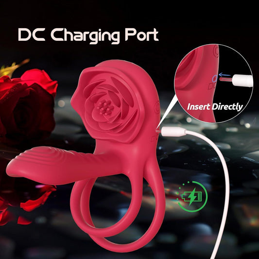 Vibromasseur Anneau Vibrant Rose Duo – Double Moteur, Quadruple Stimulation Pour Plaisir Ultime (Point G, clitoris, pénis et testicules)