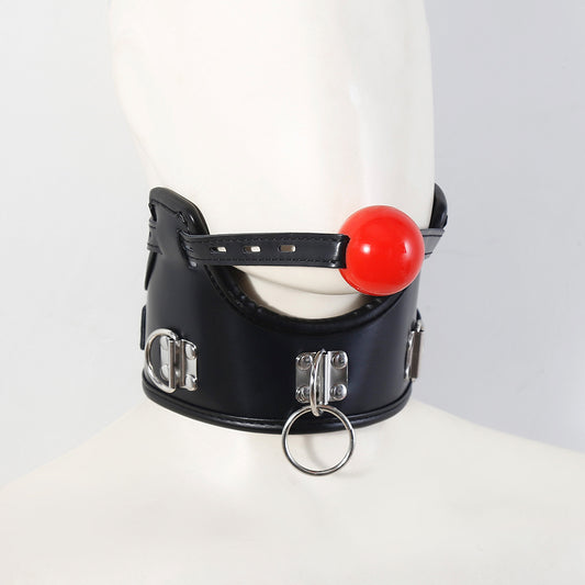 BAILLON BOUCHE AVEC COLLIER RÉGLABLE - BALL GAG BDSM EN SIMILICUIR