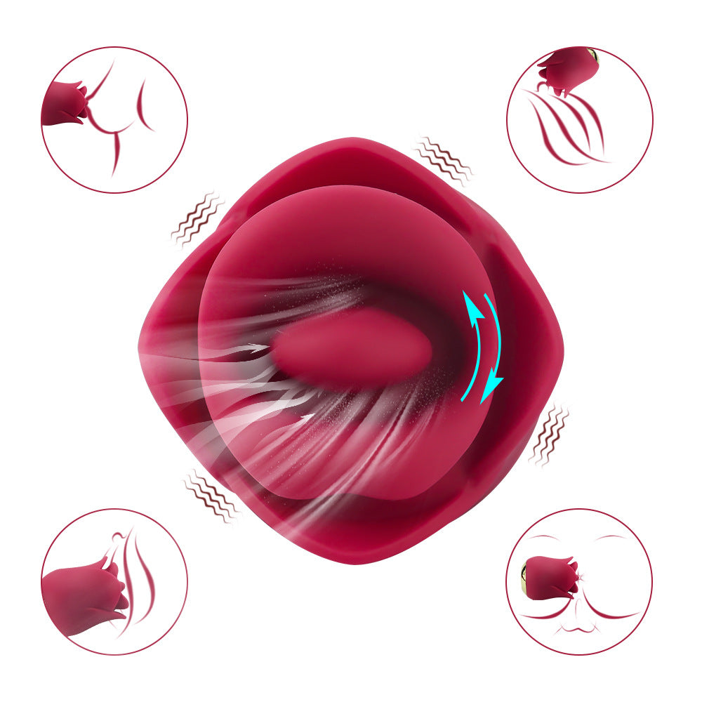 ROSE LANGUE LÉCHANTE VIBRANTE  STIMULATEUR  VIBROMASSEUR LÈVRES ROUGES & LANGUE EN MOUVEMENT
