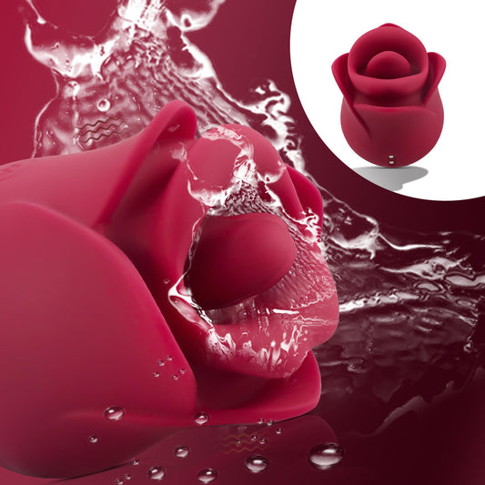 ROSE LANGUE LÉCHANTE VIBRANTE  STIMULATEUR  VIBROMASSEUR LÈVRES ROUGES & LANGUE EN MOUVEMENT