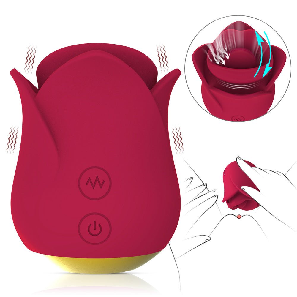 ROSE LANGUE LÉCHANTE VIBRANTE  STIMULATEUR  VIBROMASSEUR LÈVRES ROUGES & LANGUE EN MOUVEMENT