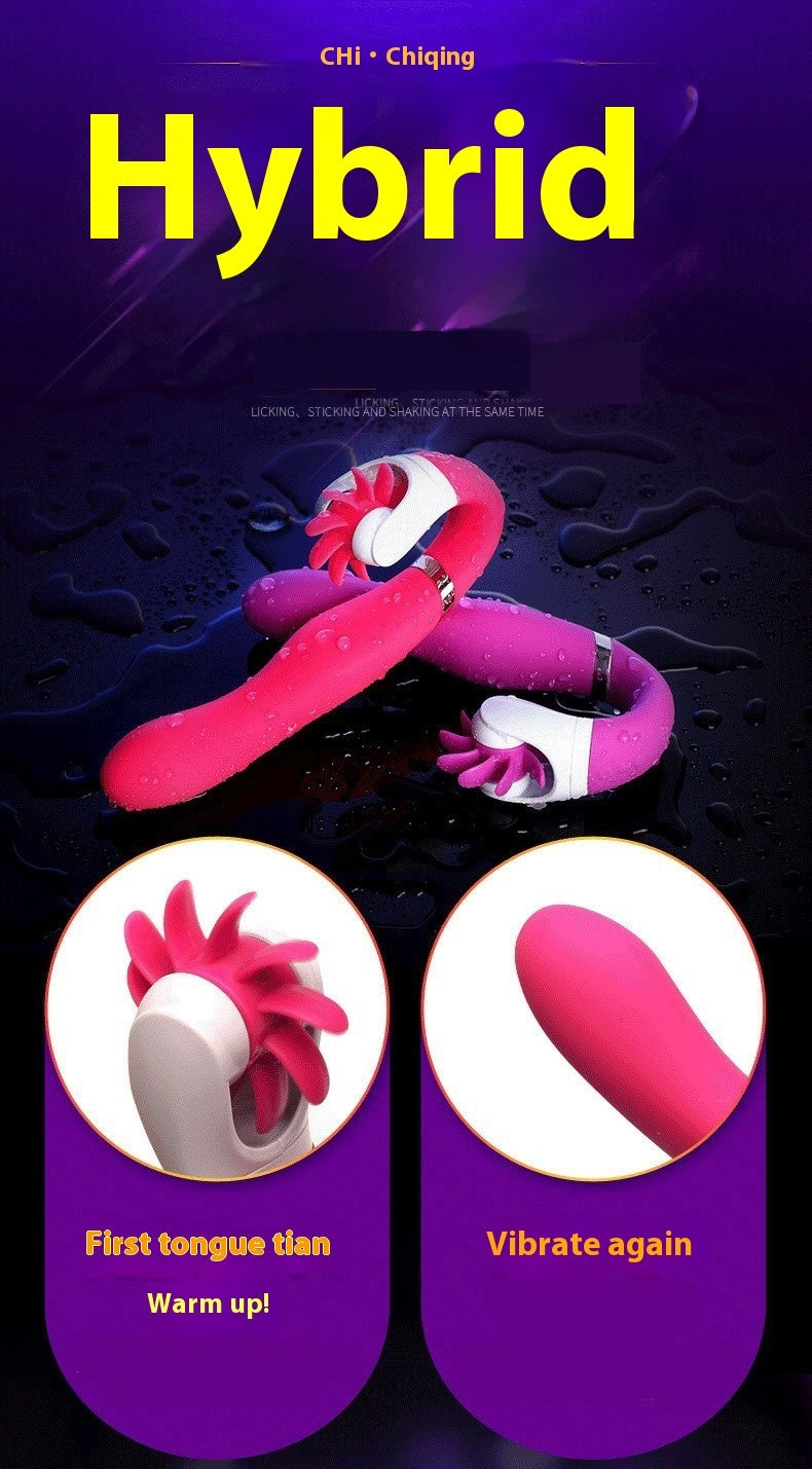 Curved Vibrator with Rotating Licker – Dual Clit &amp; Point Stimulation