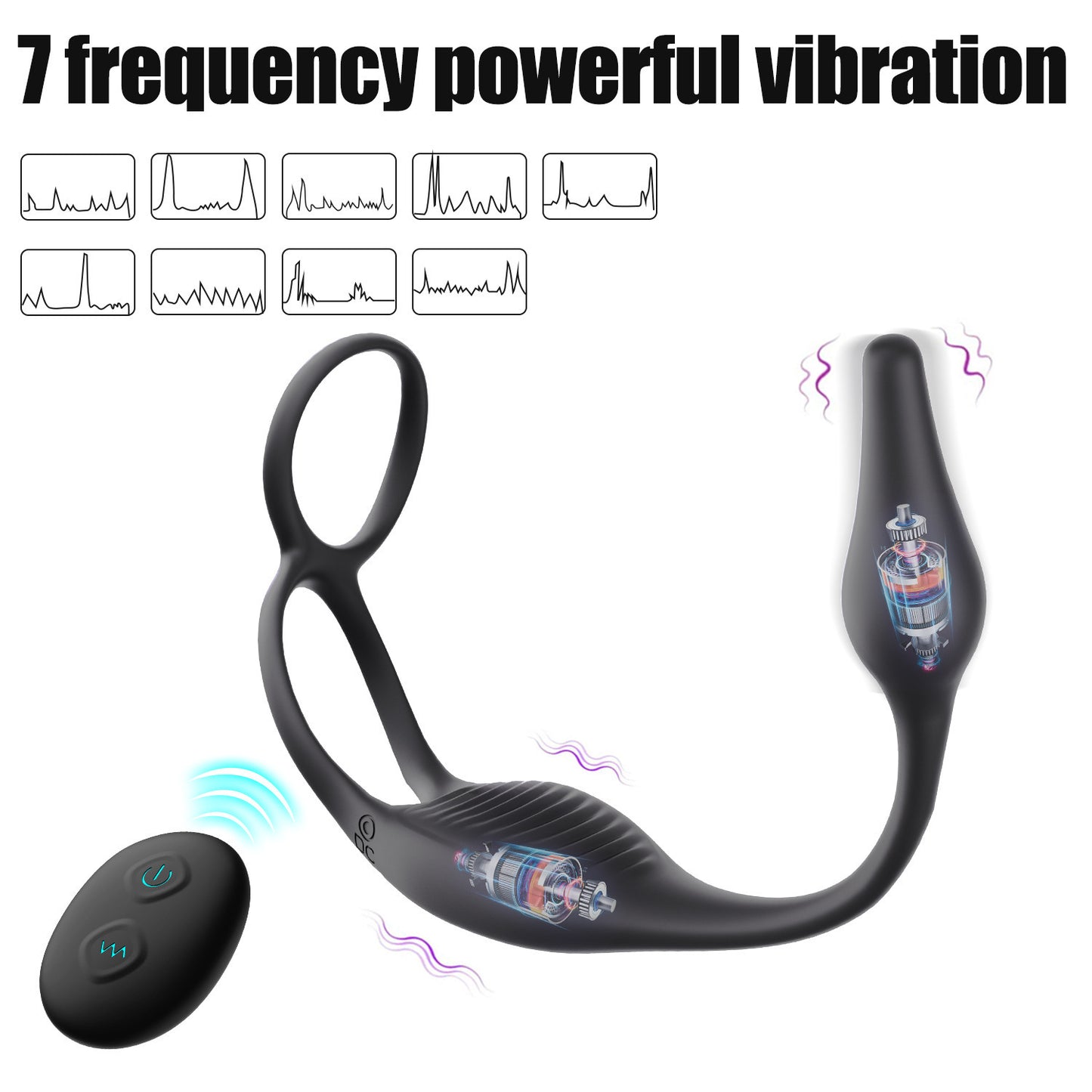 VIBROMASSEUR HOMME -EN-1 – ANNEAU VIBRANT + STIMULATION PROSTATIQUE + ZONE PÉRINÉALE POUR PLAISIR SOLO OU EN COUPLE