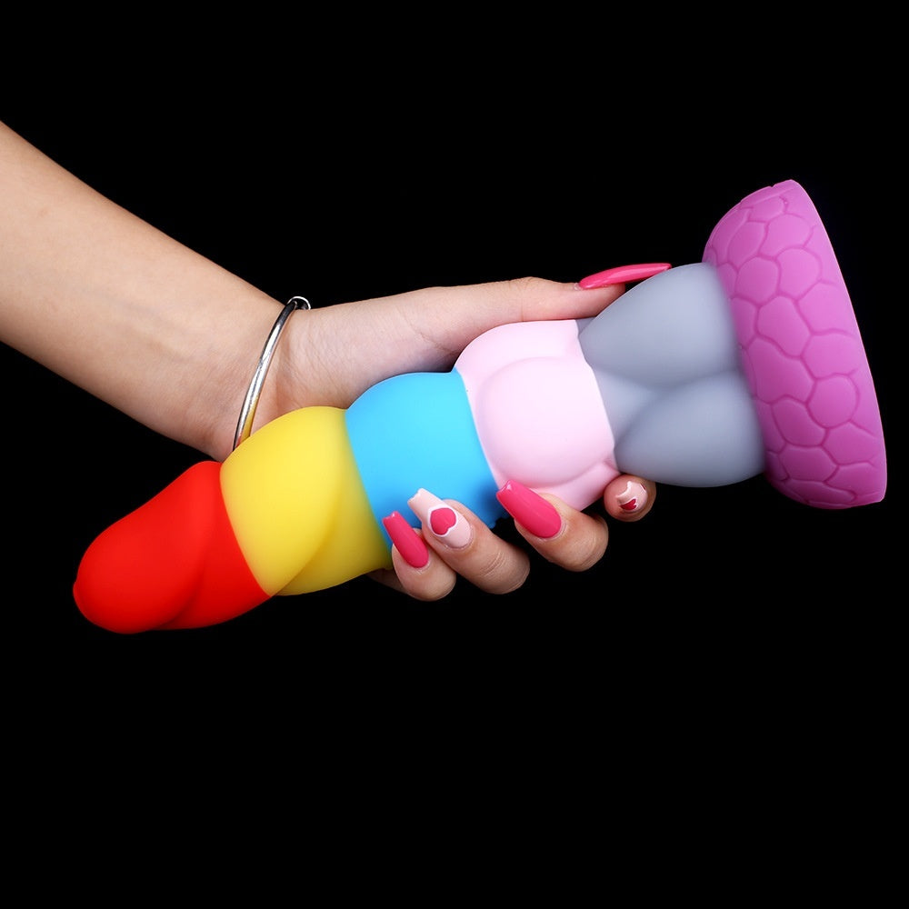 GODE DILDO ARC-EN-CIEL SILICONE ULTRA DOUX AVEC VENTOUSE (MODÈLE FANTASY)