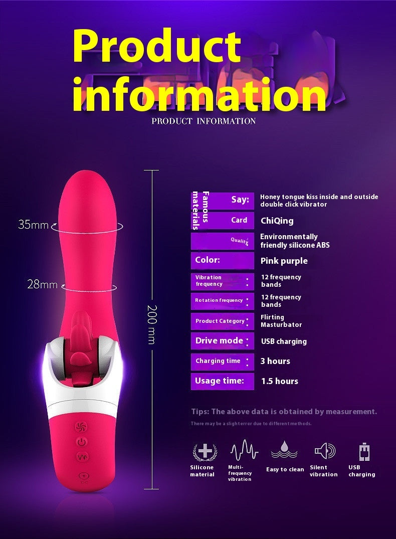 Curved Vibrator with Rotating Licker – Dual Clit &amp; Point Stimulation