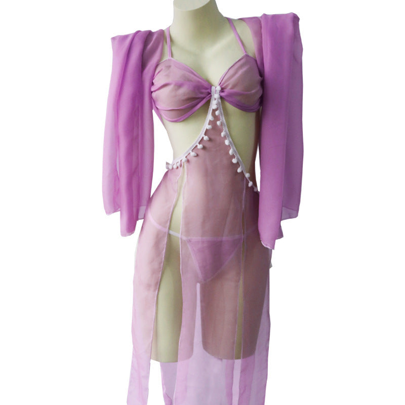 TENUE HAREM SEXY STYLE ANCIEN HANFU TRANSPARENT ENSEMBLE VIOLET