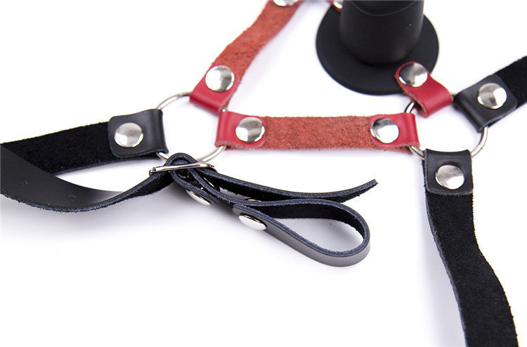 BAILLON BOUCHE AVEC COLLIER RÉGLABLE – BALL GAG BDSM EN CUIR AVEC GODE