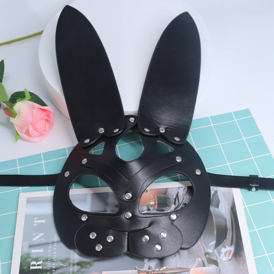 Masque Lapin en Cuir Synthétique – Accessoire Sensuel & Artistique pour Soirées ou Performances CJ