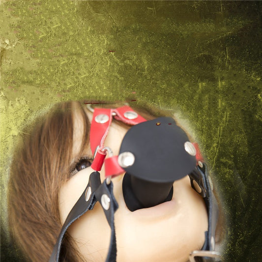 BAILLON BOUCHE AVEC COLLIER RÉGLABLE – BALL GAG BDSM EN CUIR AVEC GODE