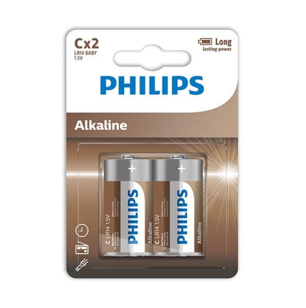 PHILIPS - PILES ALCALINES C LR14 BLISTER*2 PHILLIPS