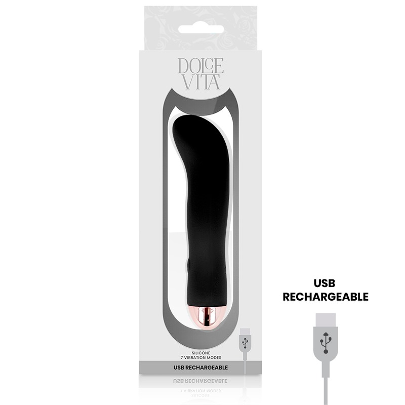 DOLCE VITA - VIBRATEUR RECHARGEABLE DEUX NOIR 7 VITESSES DOLCE VITA
