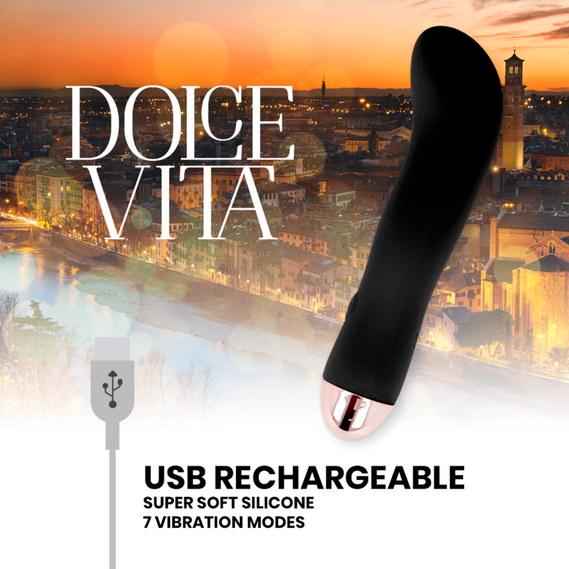 DOLCE VITA - VIBRATEUR RECHARGEABLE DEUX NOIR 7 VITESSES DOLCE VITA